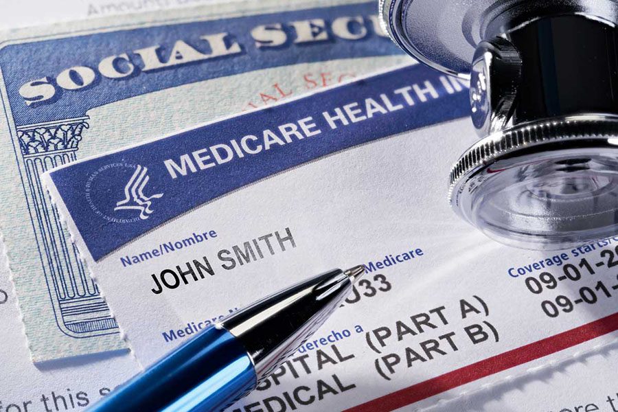 Medicare Insurance - View of a Social Security Card and Medicare ID Card